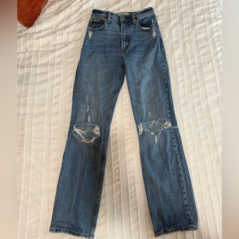 Distressed Blue Jeans